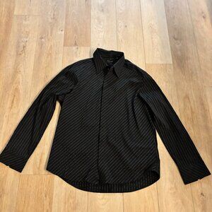 3XL Mens 7 Diamonds Black Stretch Dress Shirt